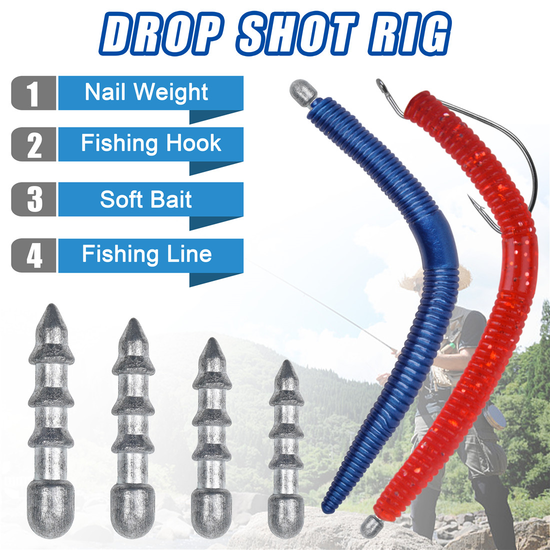 60PCS Nail weights Worm Fishin - Fishing Equipment Used ulasan dan harga